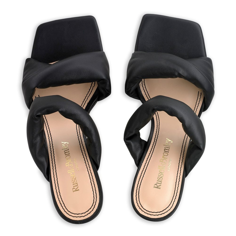 Black Russell And Bromley Cocktail Puff Strap Women's Mules | CA-1325V