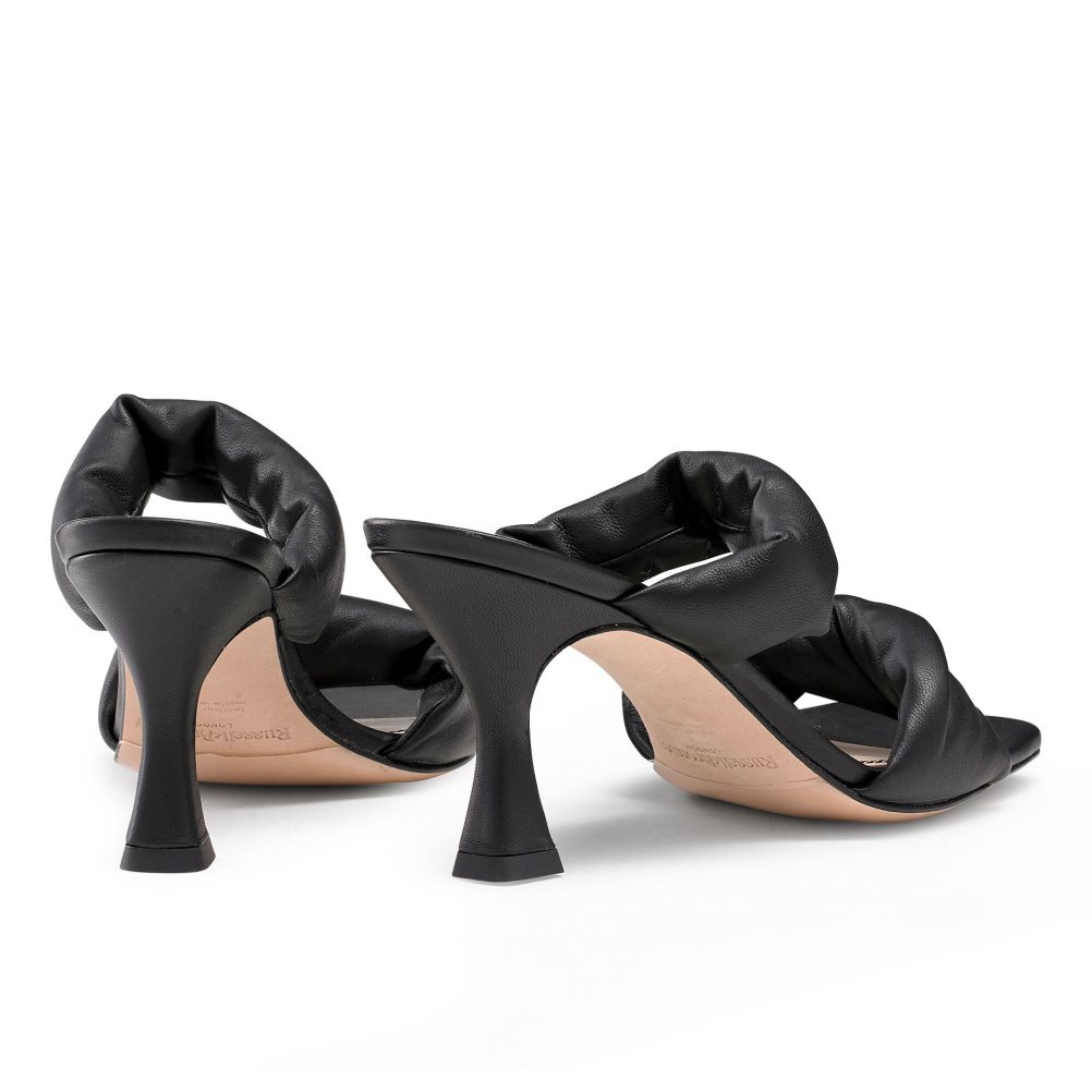 Black Russell And Bromley Cocktail Puff Strap Women's Mules | CA-1325V