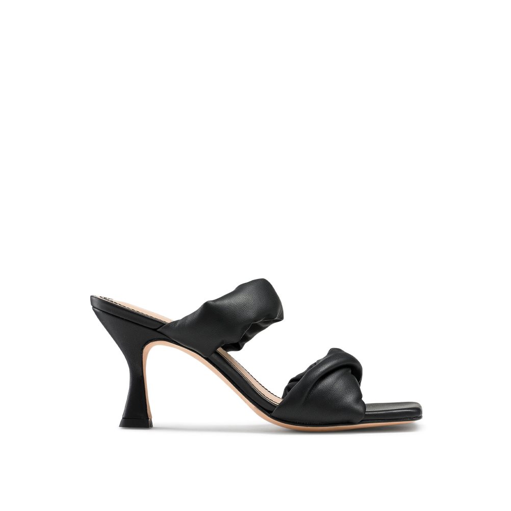 Black Russell And Bromley Cocktail Puff Strap Women\'s Mules | CA-1325V