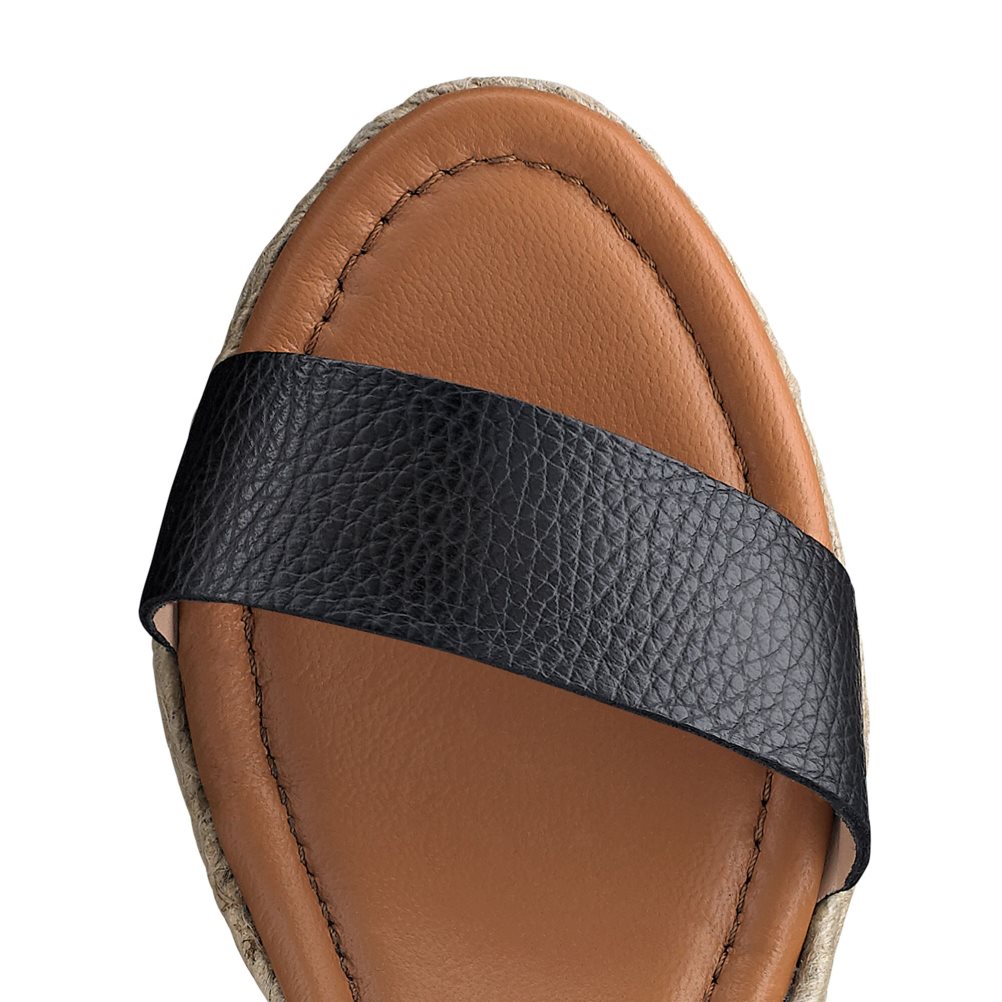 Black Russell And Bromley Coin Spin Stud Espadrille Women's Wedges | CA-8104S