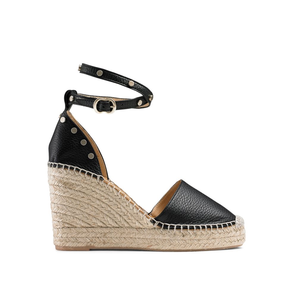 Black Russell And Bromley Coinwraphi Espadrille Women\'s Wedges | CA-0296Q
