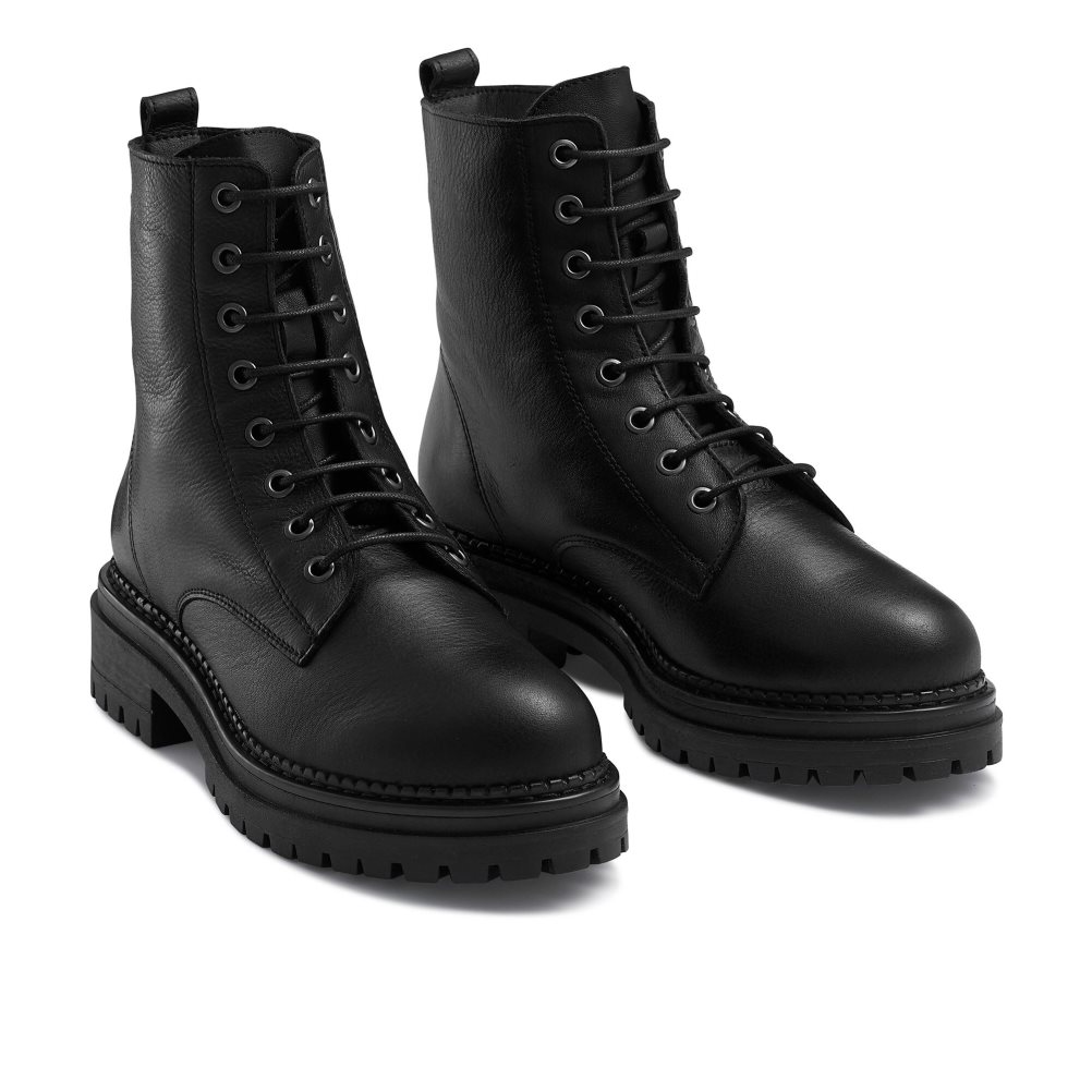 Black Russell And Bromley Combat 8 Eyelet Women's Combat Boots | CA-7286O