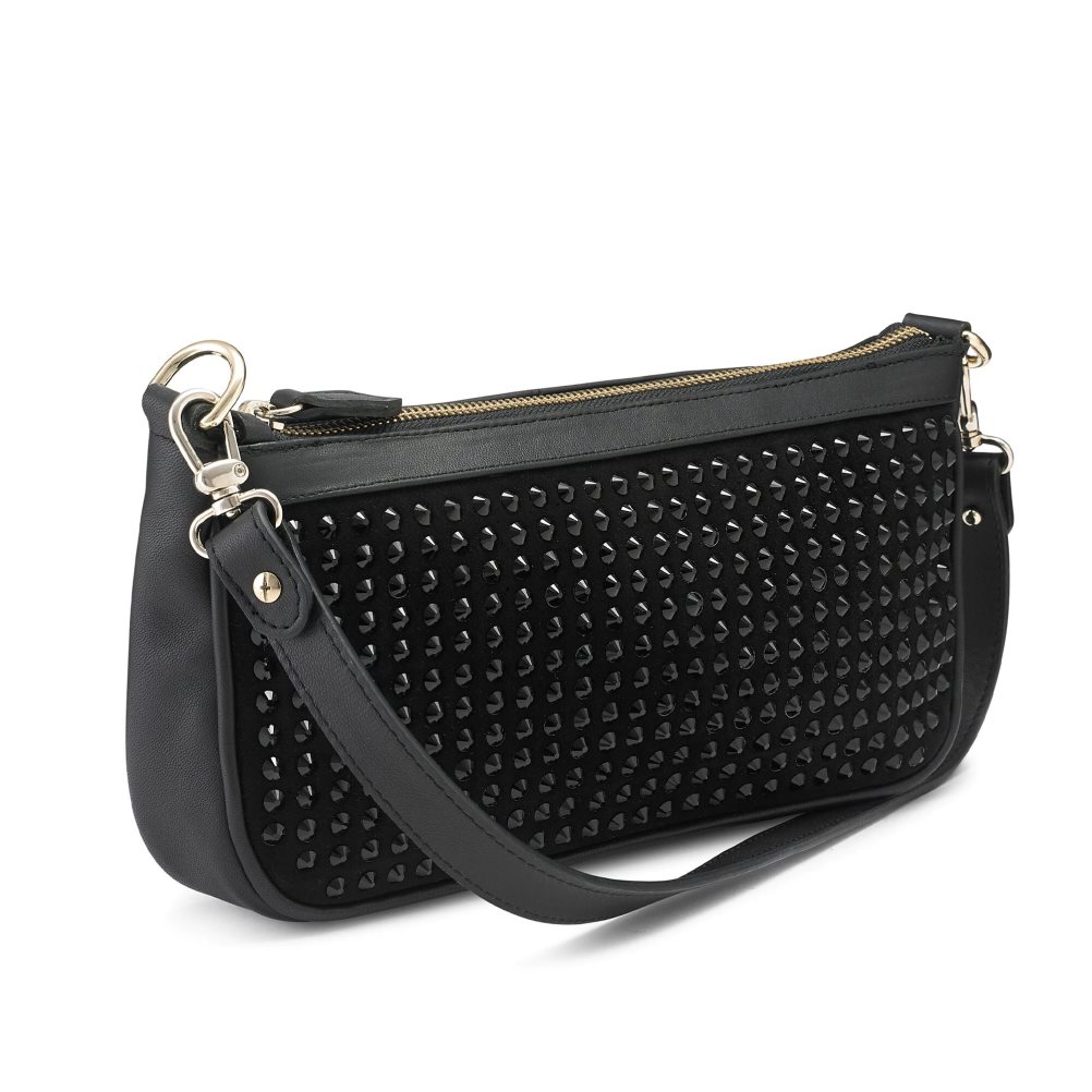 Black Russell And Bromley Cosmo+ Embellished Women's Shoulder Bags | CA-7058Q