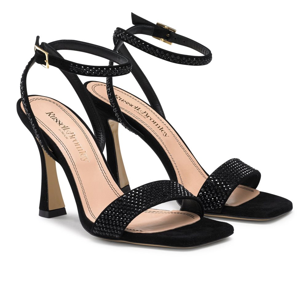 Black Russell And Bromley Cosmo+ Strappy Women's Heels Sandals | CA-8627X