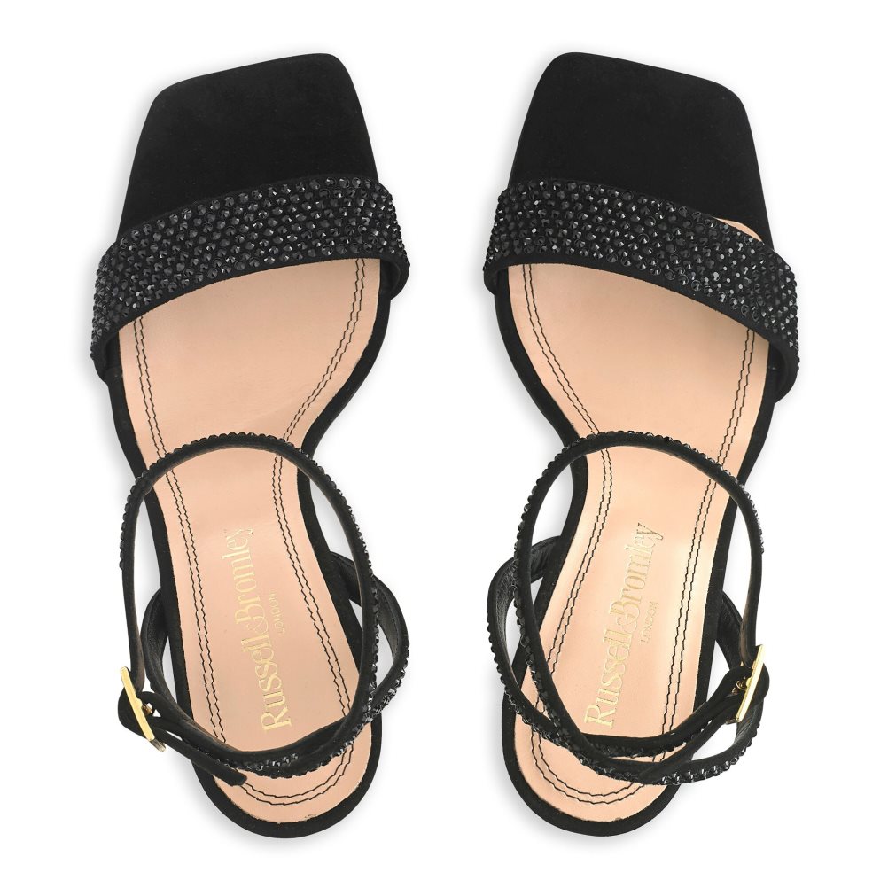Black Russell And Bromley Cosmo+ Strappy Women's Heels Sandals | CA-8627X