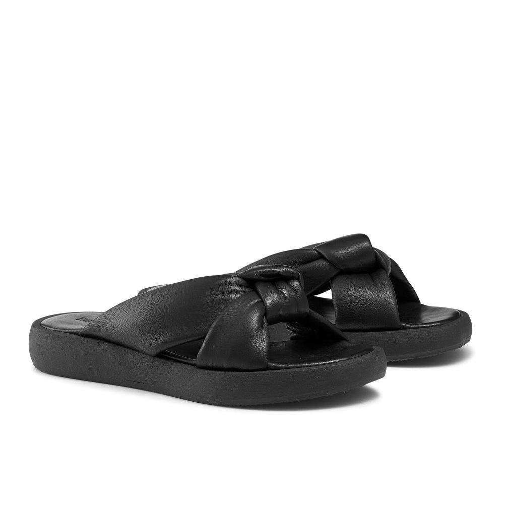 Black Russell And Bromley Dallas Knot Women's Flat Sandals | CA-4083R