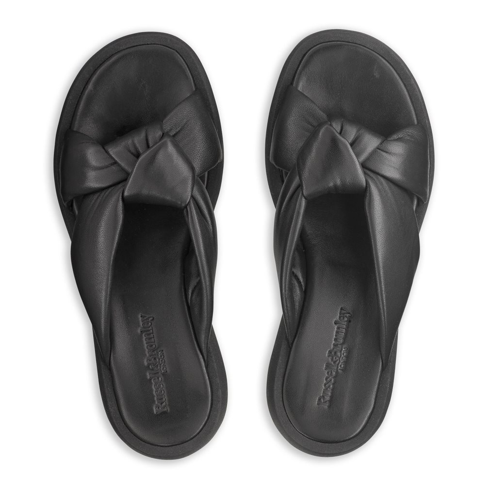 Black Russell And Bromley Dallas Knot Women's Flat Sandals | CA-4083R