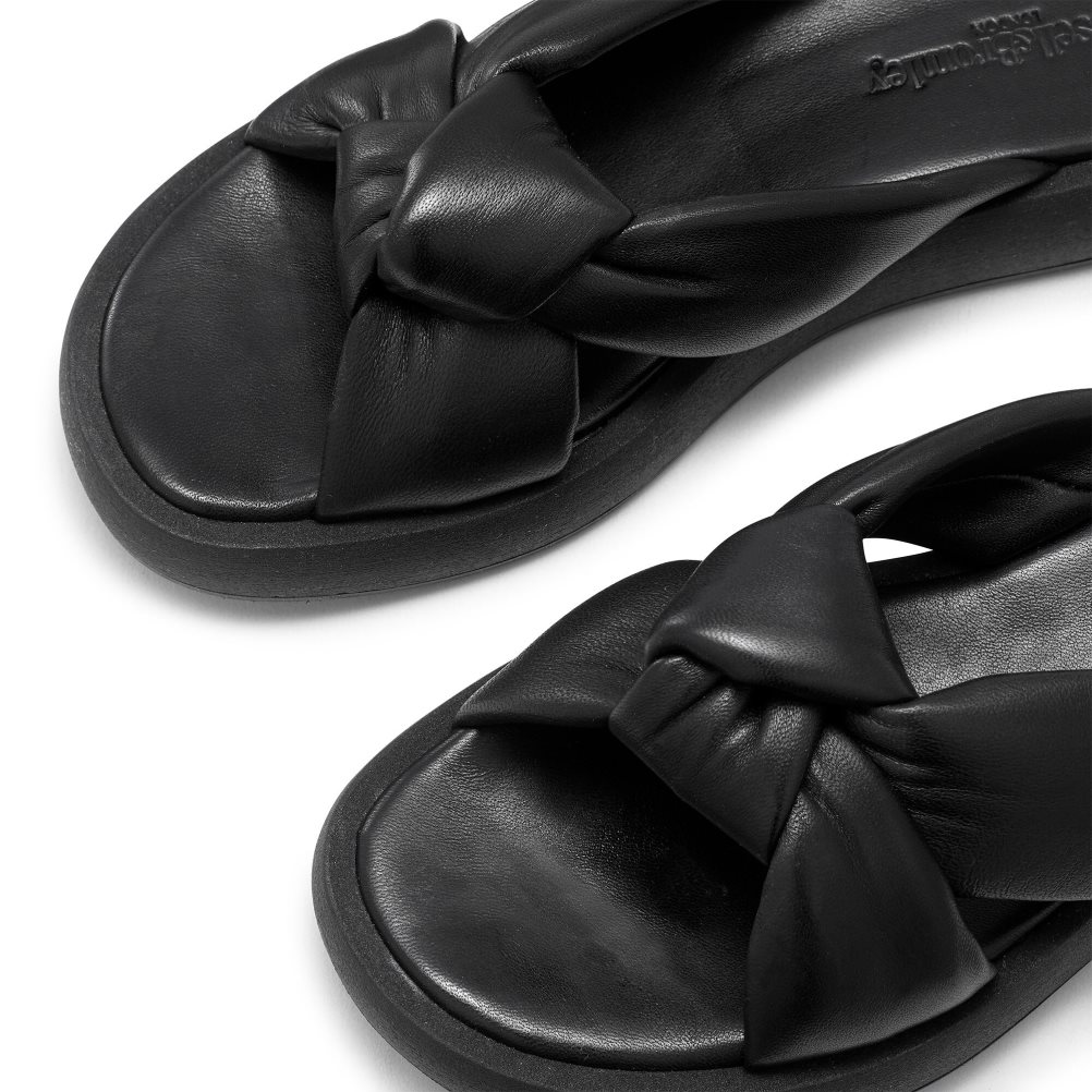 Black Russell And Bromley Dallas Knot Women's Flat Sandals | CA-4083R