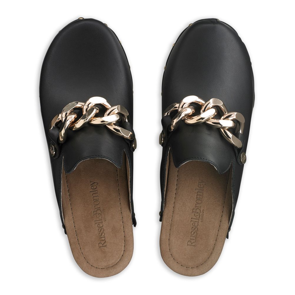 Black Russell And Bromley Dellabosco Chain Closed Toe Women's Mules | CA-6490X