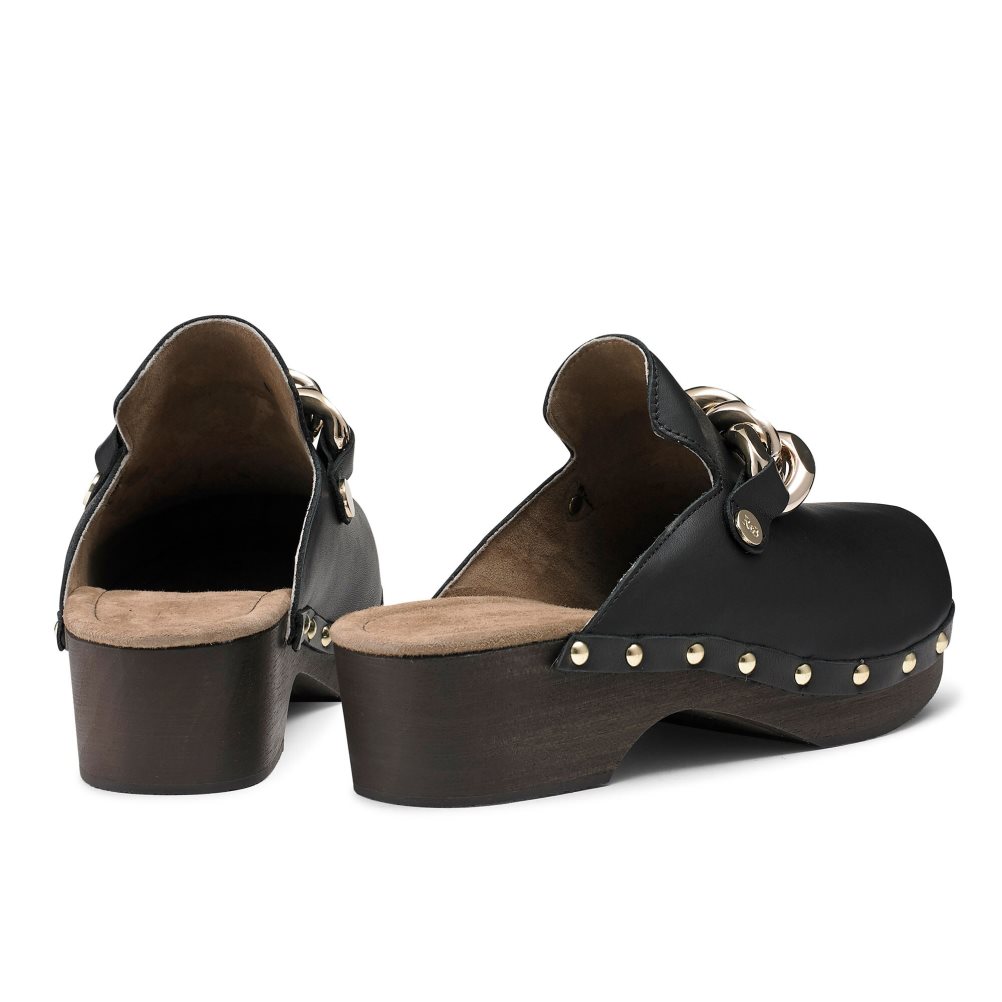 Black Russell And Bromley Dellabosco Chain Closed Toe Women's Mules | CA-6490X