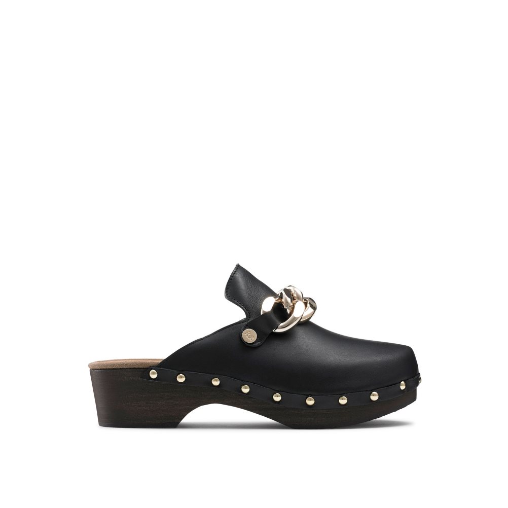 Black Russell And Bromley Dellabosco Chain Closed Toe Women\'s Mules | CA-6490X