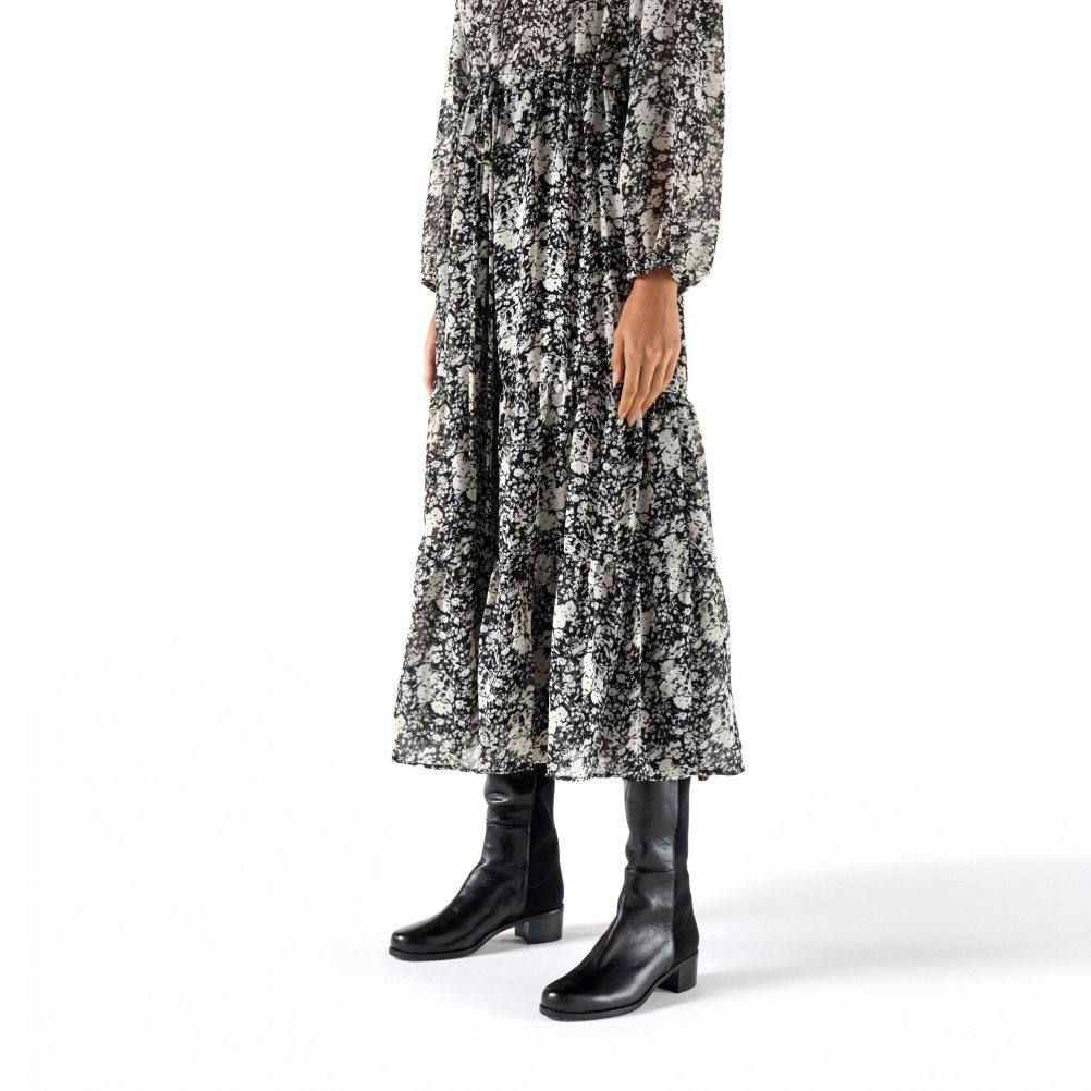 Black Russell And Bromley Demi Length Stretch Women's Knee-high Boots | CA-8749S