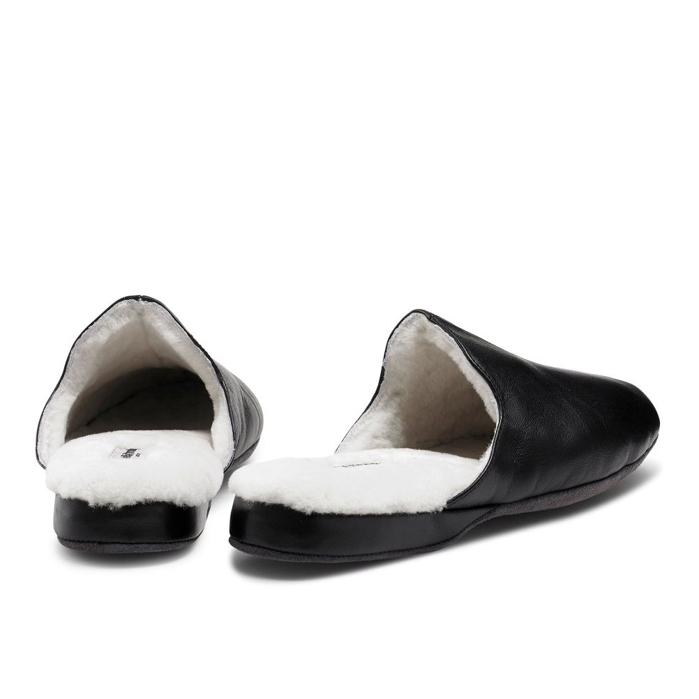 Black Russell And Bromley Dominic+ Shearling Men's Slippers | CA-3275T