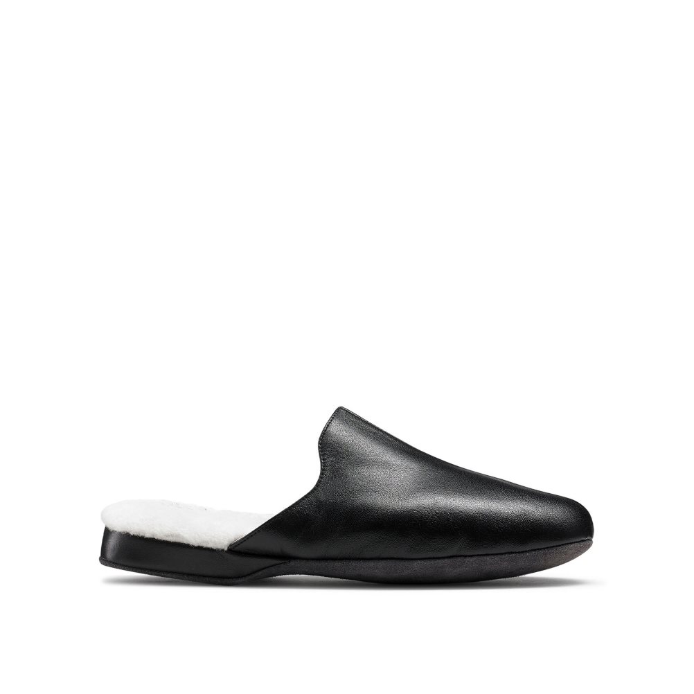 Black Russell And Bromley Dominic+ Shearling Men\'s Slippers | CA-3275T