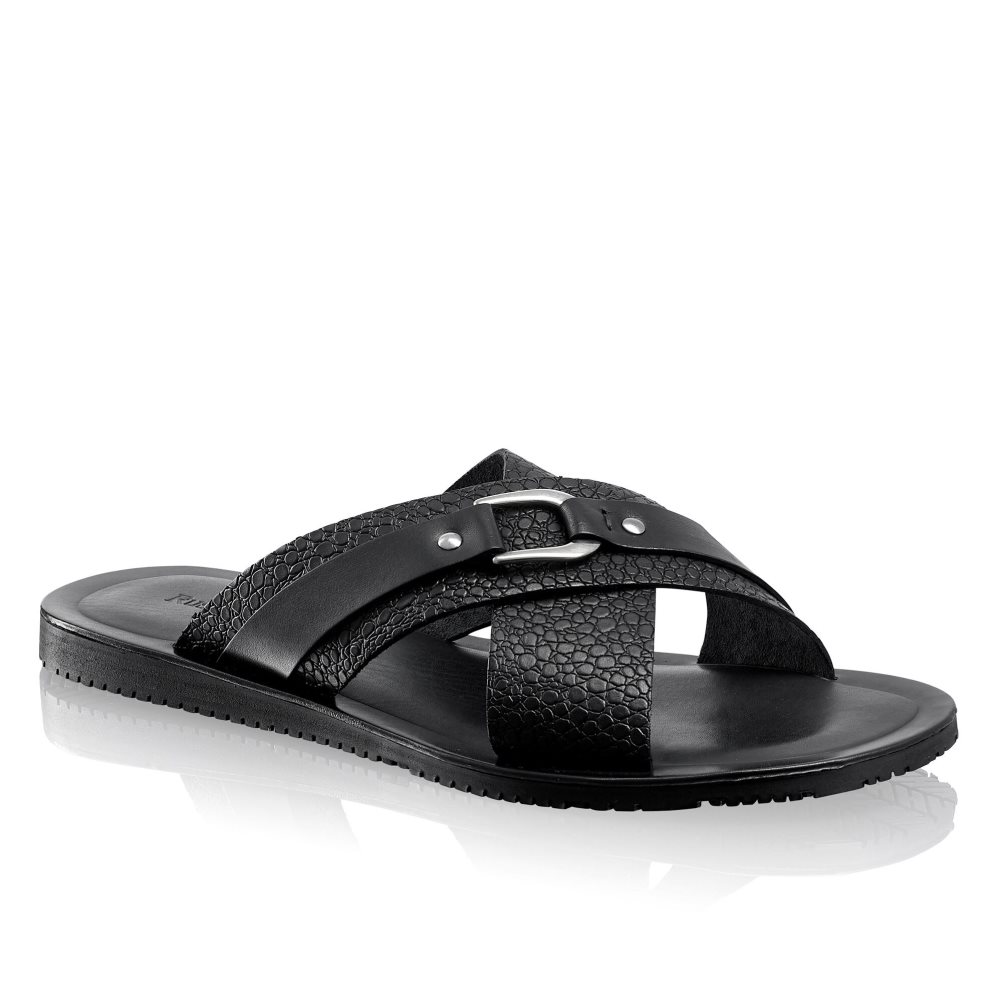 Black Russell And Bromley Dream Men's Slide Sandals | CA-7862A