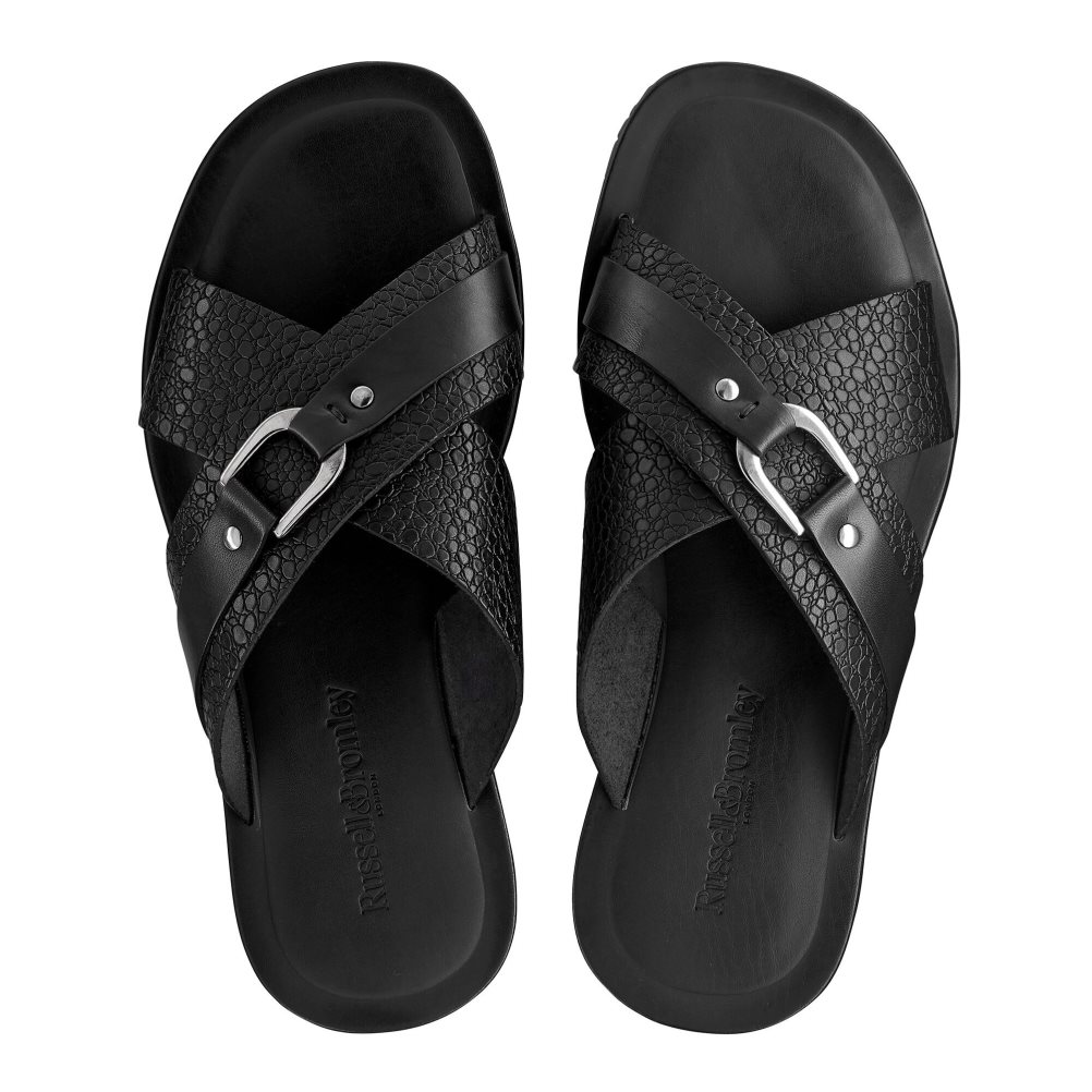 Black Russell And Bromley Dream Men's Slide Sandals | CA-7862A
