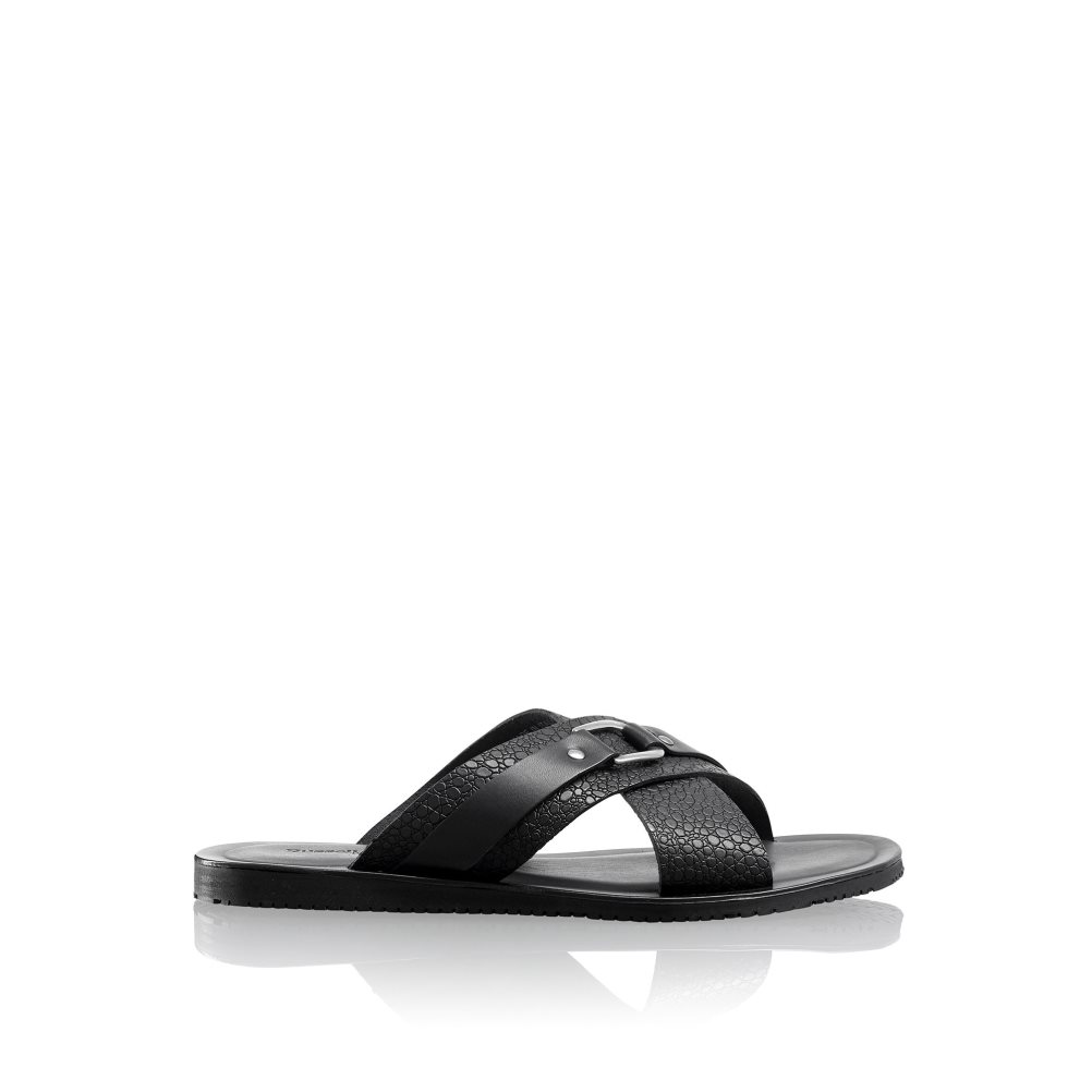 Black Russell And Bromley Dream Men\'s Slide Sandals | CA-7862A