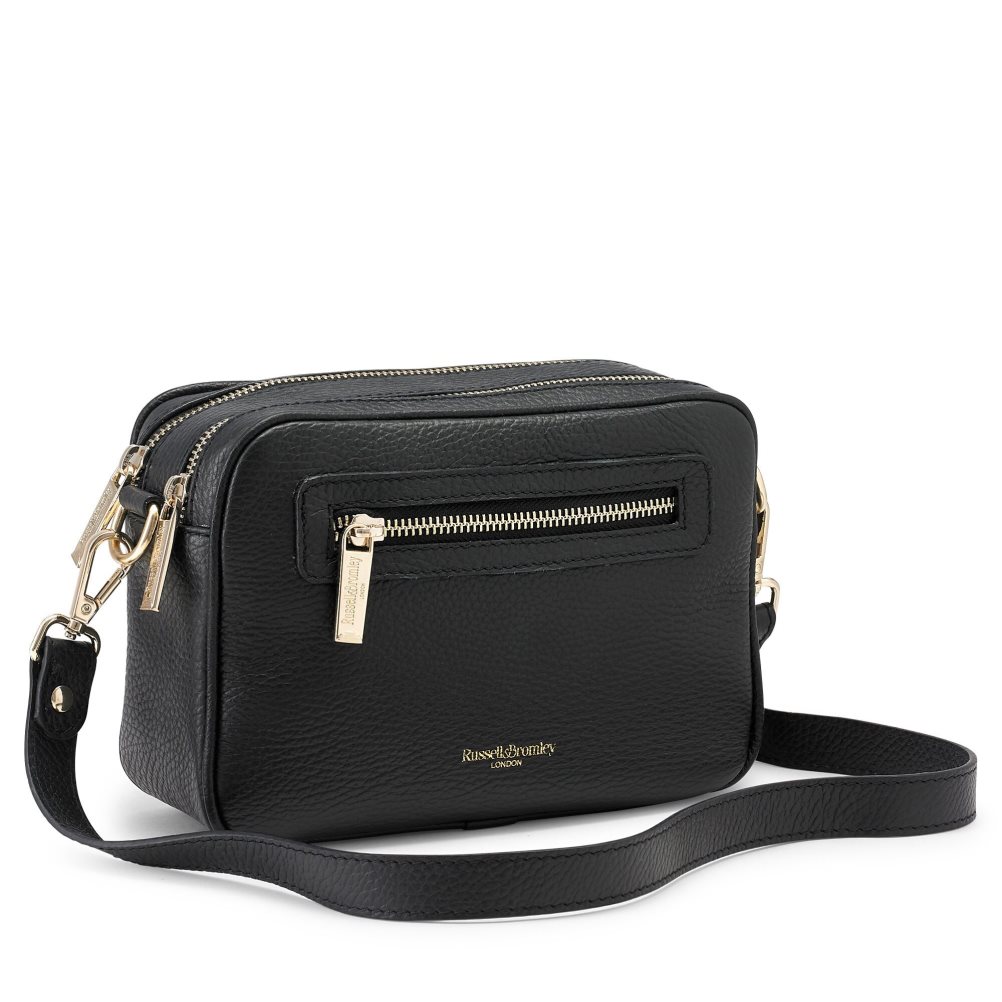 Black Russell And Bromley Dynamic Triple Zip Camera Women's Crossbody Bags | CA-1894X
