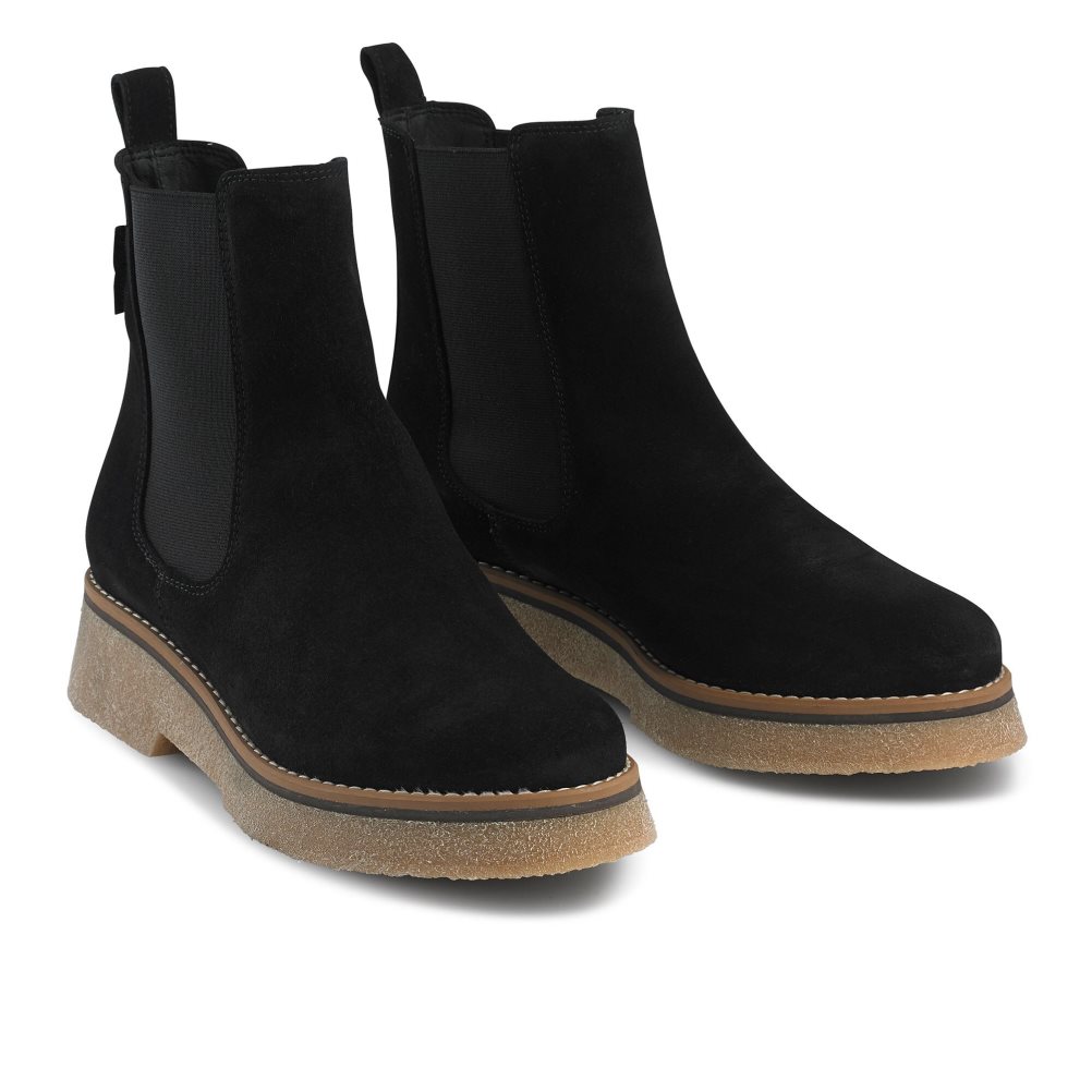 Black Russell And Bromley Eden Crepe Women's Chelsea Boots | CA-5718Y
