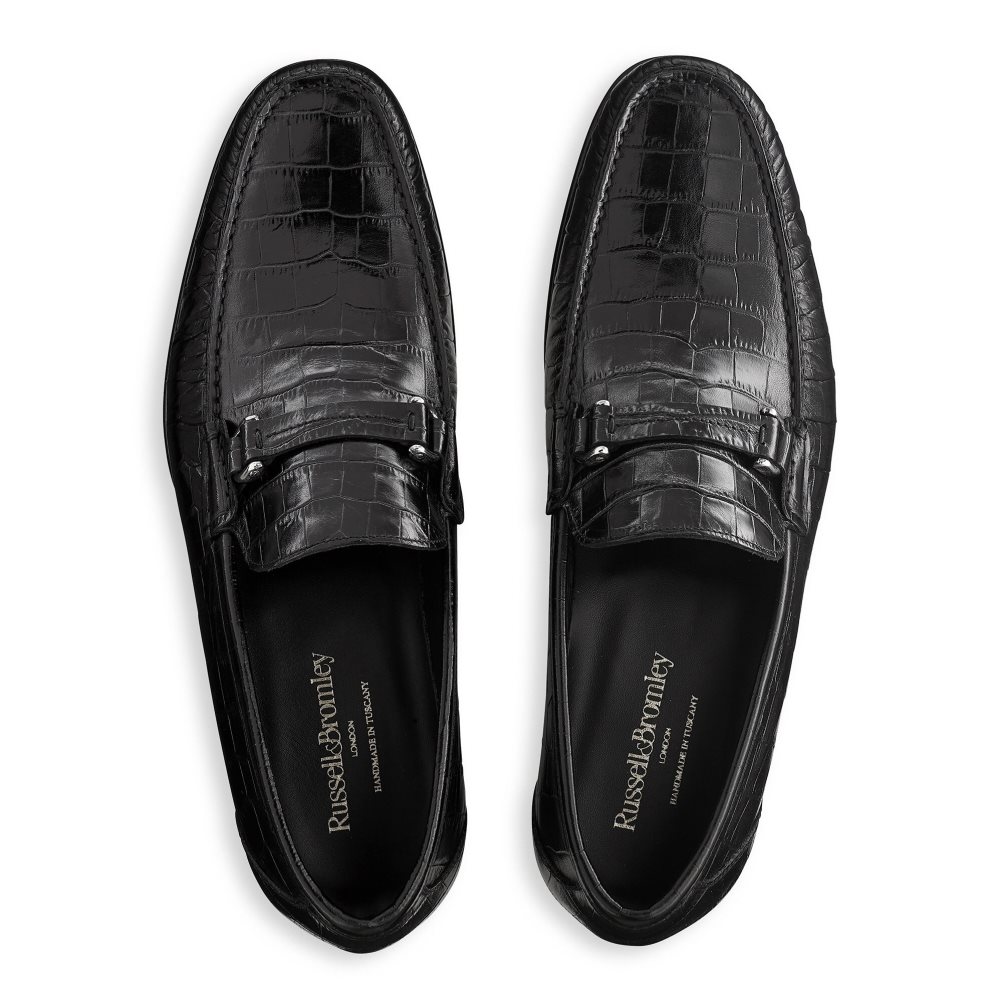 Black Russell And Bromley Elite Slip On Men's Moccasins | CA-2096W