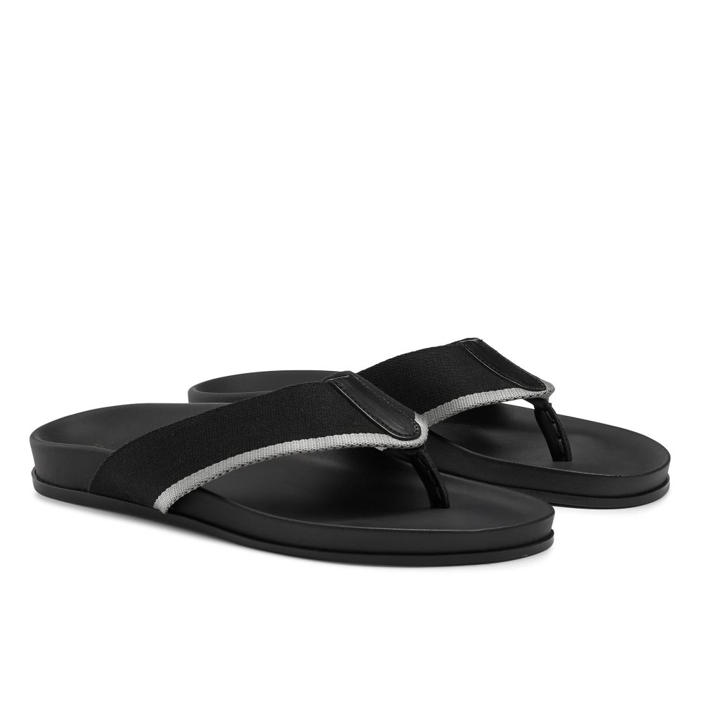 Black Russell And Bromley Fab Men's Toe-Post Sandals | CA-3076H