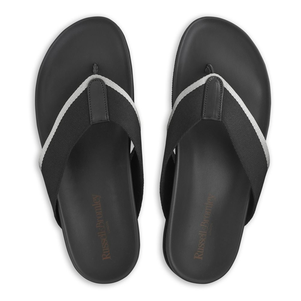 Black Russell And Bromley Fab Men's Toe-Post Sandals | CA-3076H