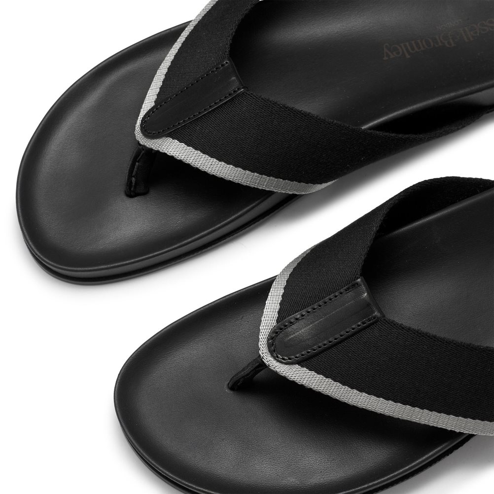 Black Russell And Bromley Fab Men's Toe-Post Sandals | CA-3076H