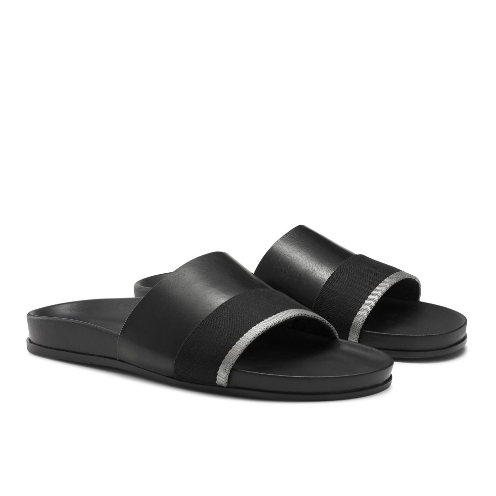 Black Russell And Bromley Fab Slip Men's Slides | CA-9251S
