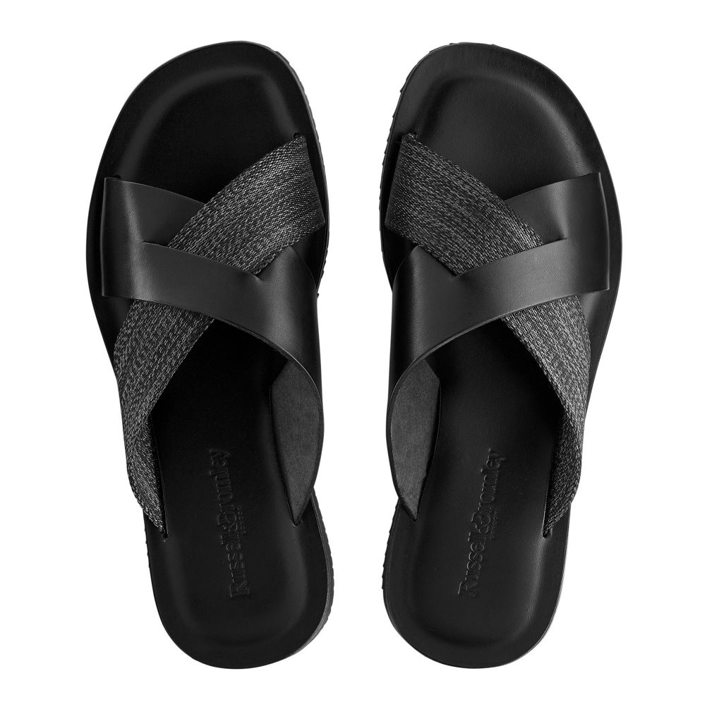 Black Russell And Bromley Fab Slip-on Men's Slide Sandals | CA-3689U