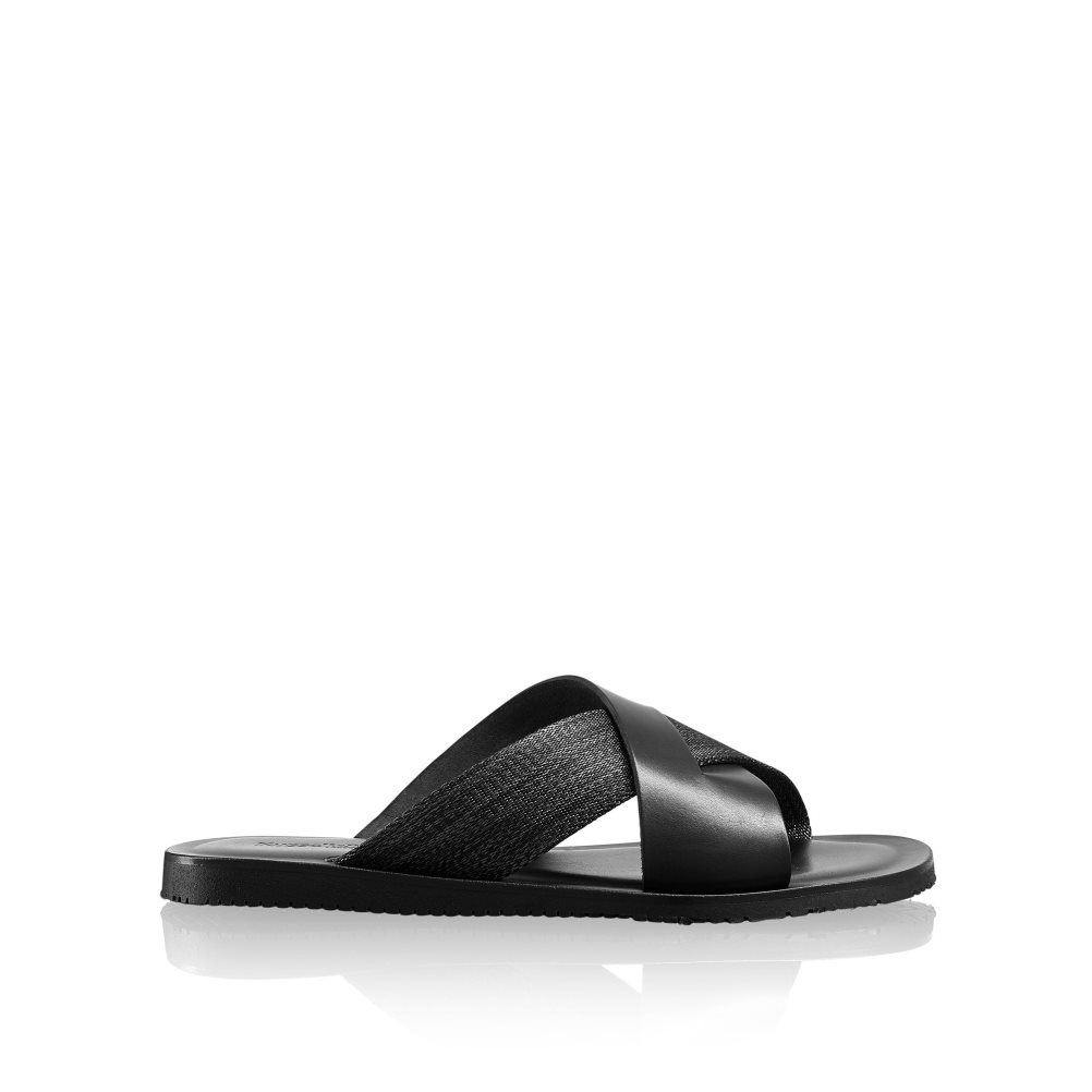 Black Russell And Bromley Fab Slip-on Men\'s Slide Sandals | CA-3689U