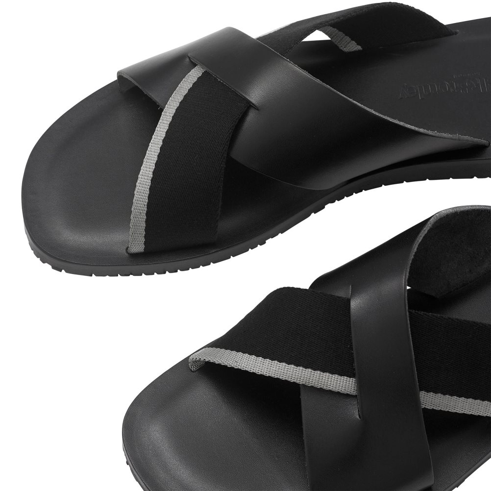 Black Russell And Bromley Fab Slip-on Men's Slide Sandals | CA-6907H