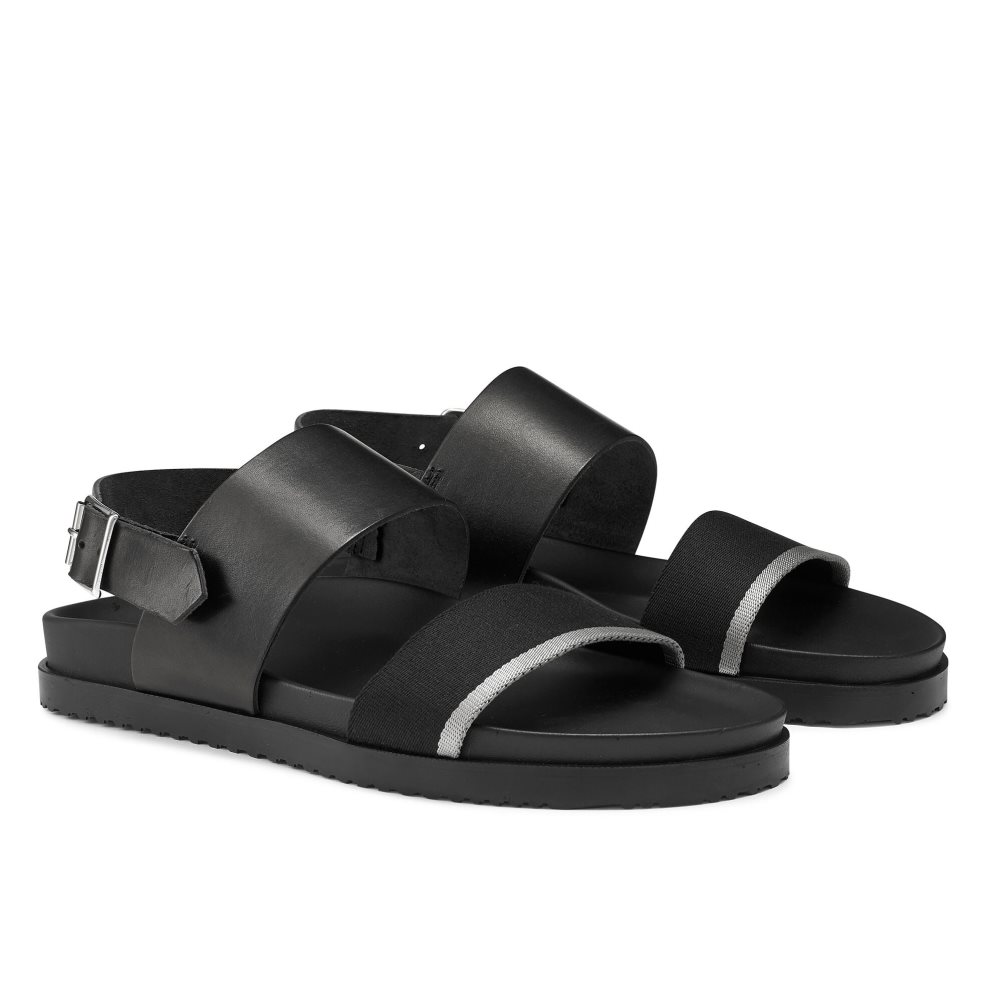 Black Russell And Bromley Fab Track Men's Back-Strap Sandals | CA-3618G