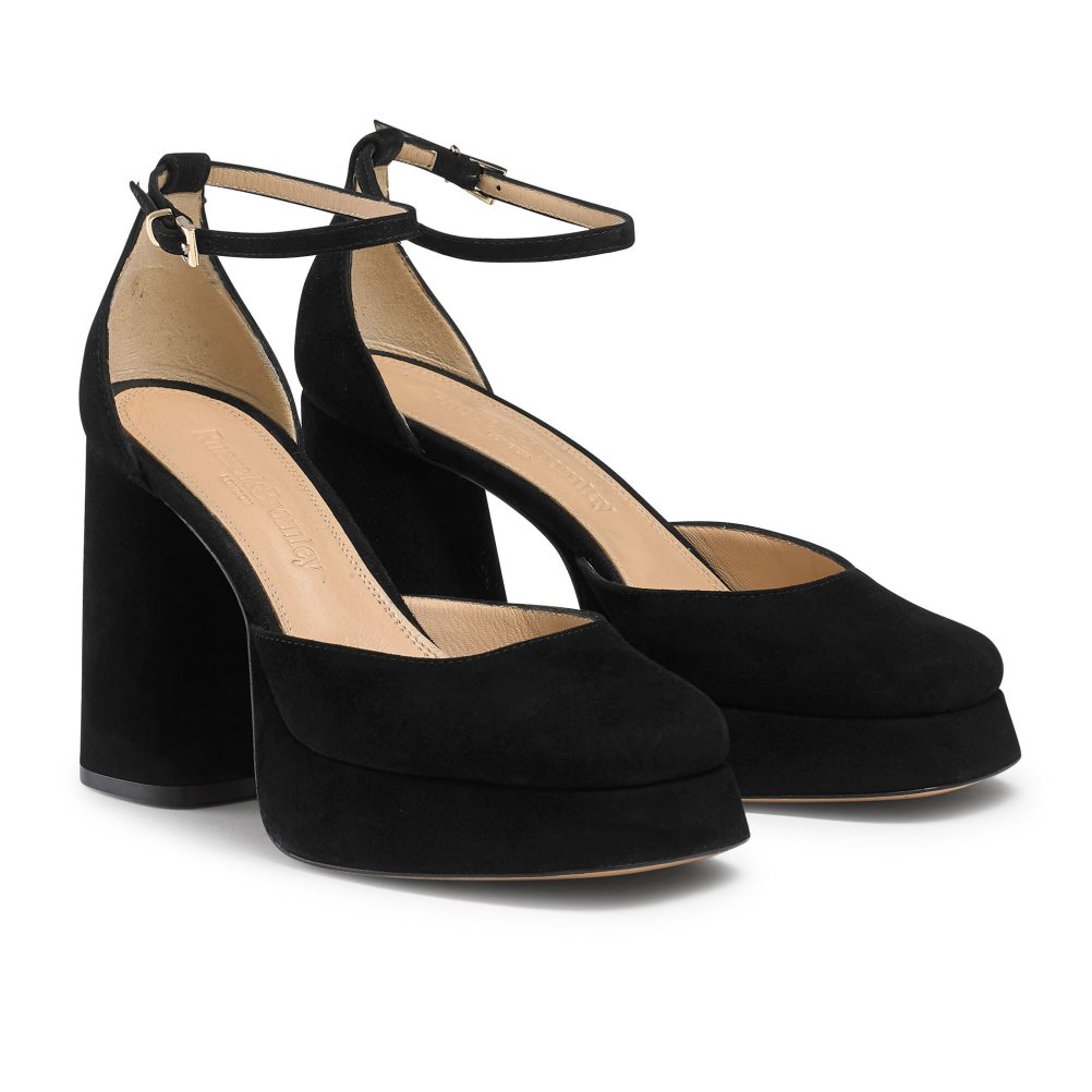 Black Russell And Bromley Flawless Extreme Platform Women's Heels Sandals | CA-0174Z