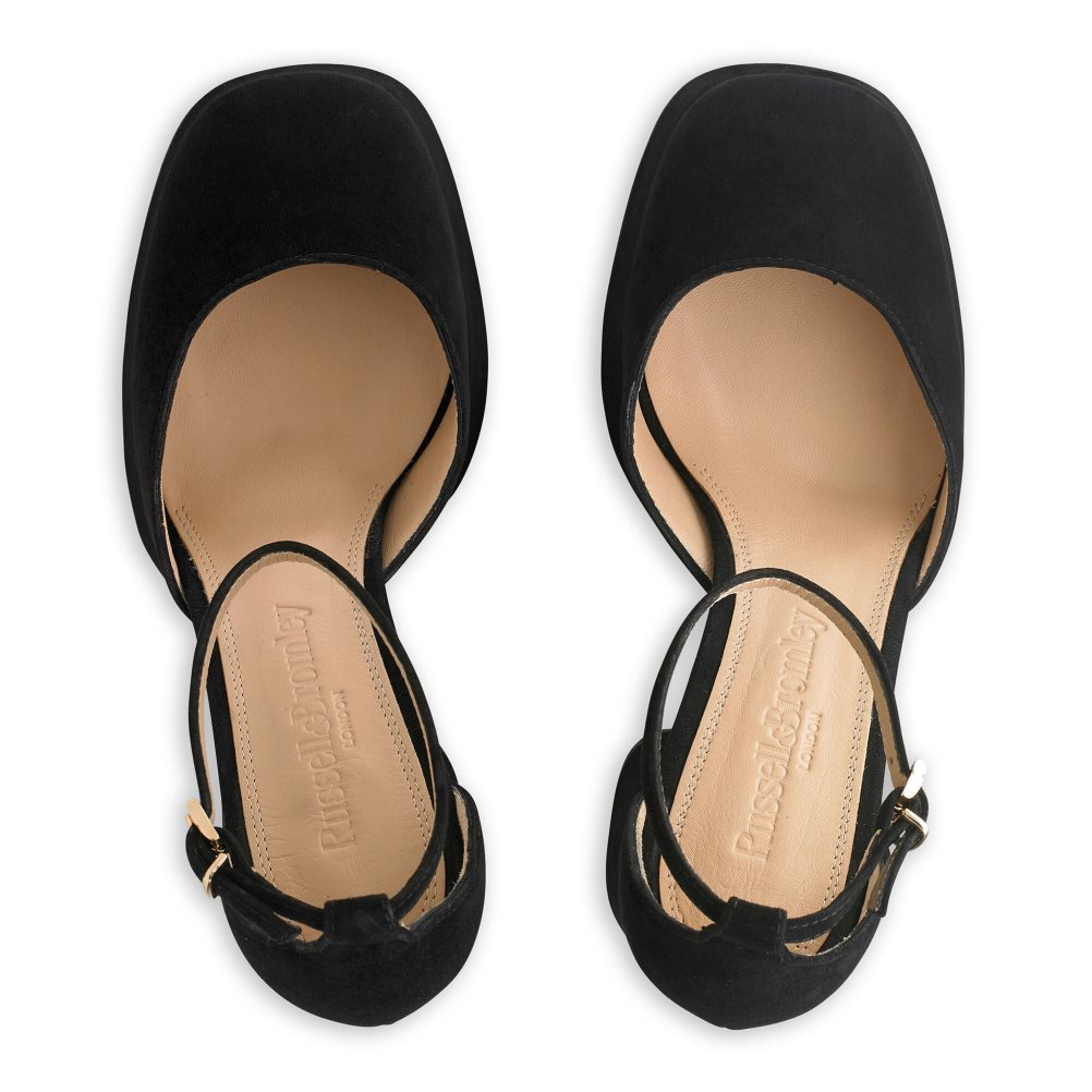 Black Russell And Bromley Flawless Extreme Platform Women's Heels Sandals | CA-0174Z