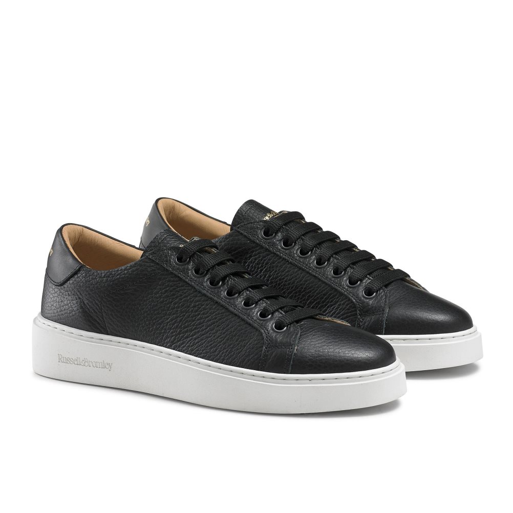 Black Russell And Bromley Gleam Low Top Lace Up Women's Platform Shoes | CA-7509S