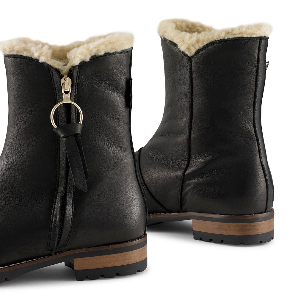 Black Russell And Bromley Grizzly Warm Lined Fur Women's Ankle Boots | CA-1093Y