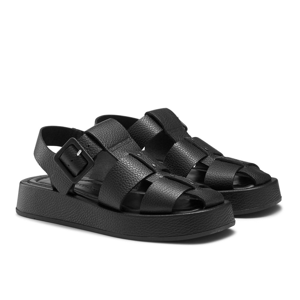 Black Russell And Bromley Hook Fisherman Closed Toe Women's Flat Sandals | CA-2790R