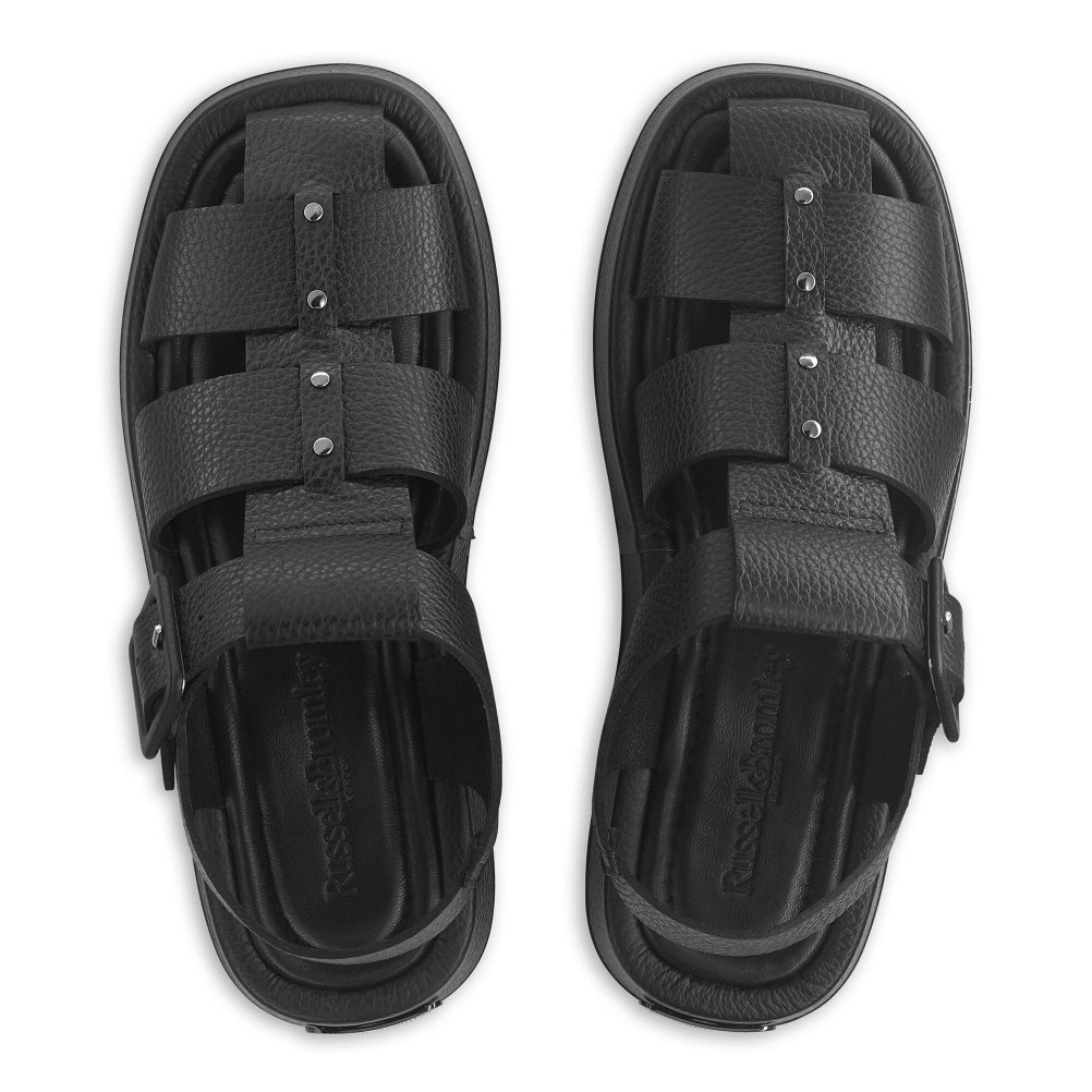 Black Russell And Bromley Hook Fisherman Closed Toe Women's Flat Sandals | CA-2790R