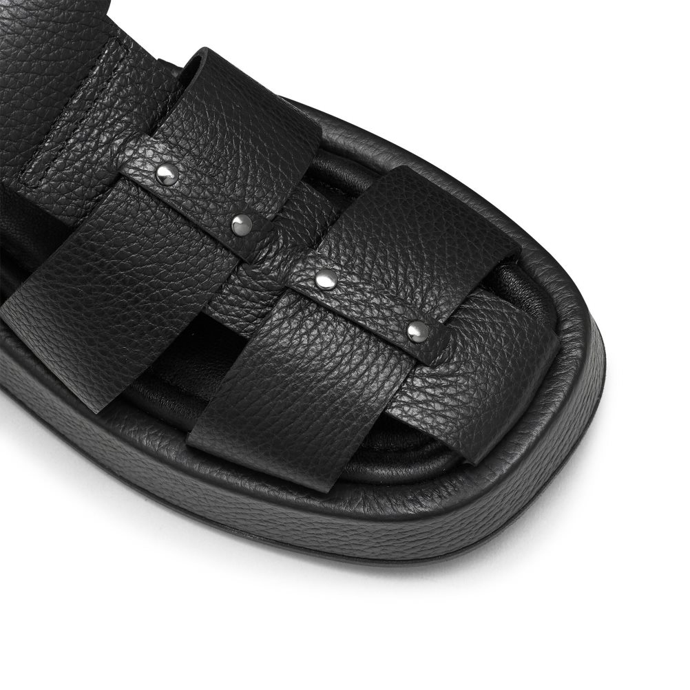 Black Russell And Bromley Hook Fisherman Closed Toe Women's Flat Sandals | CA-2790R