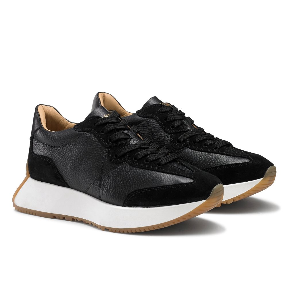 Black Russell And Bromley Hourglass Flared Sole Women's Sneakers | CA-6304L