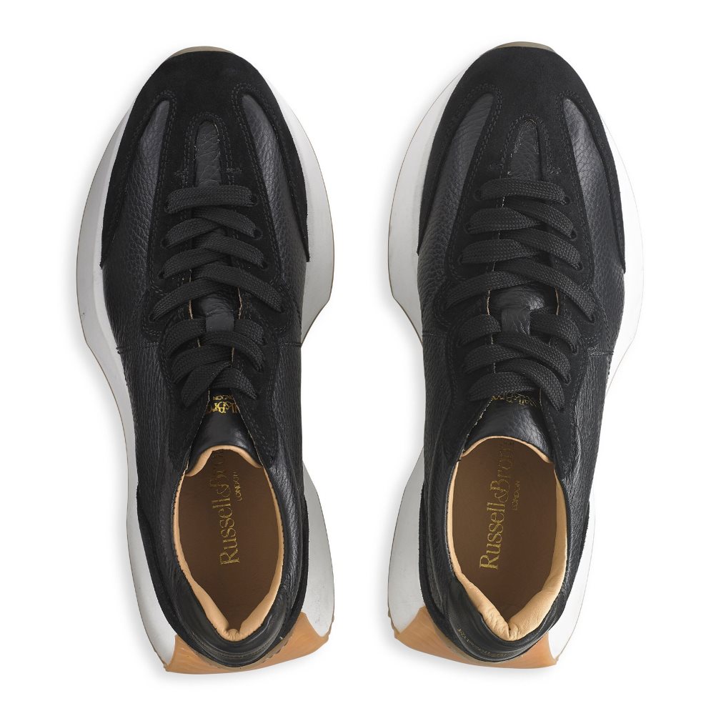 Black Russell And Bromley Hourglass Flared Sole Women's Sneakers | CA-6304L