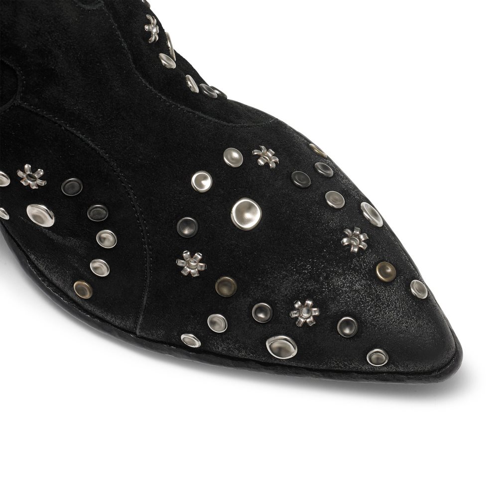 Black Russell And Bromley Howdy Embellished Western Women's Ankle Boots | CA-2358E