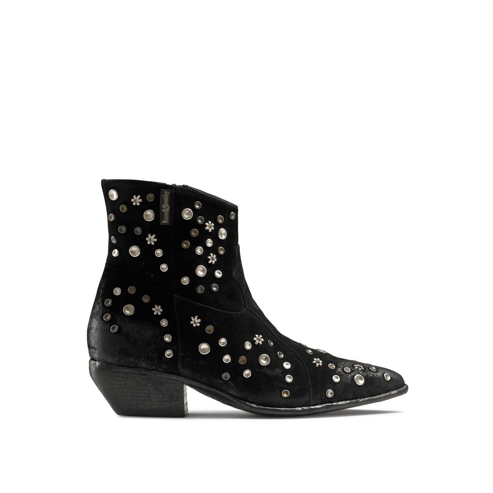 Black Russell And Bromley Howdy Embellished Western Women\'s Ankle Boots | CA-2358E