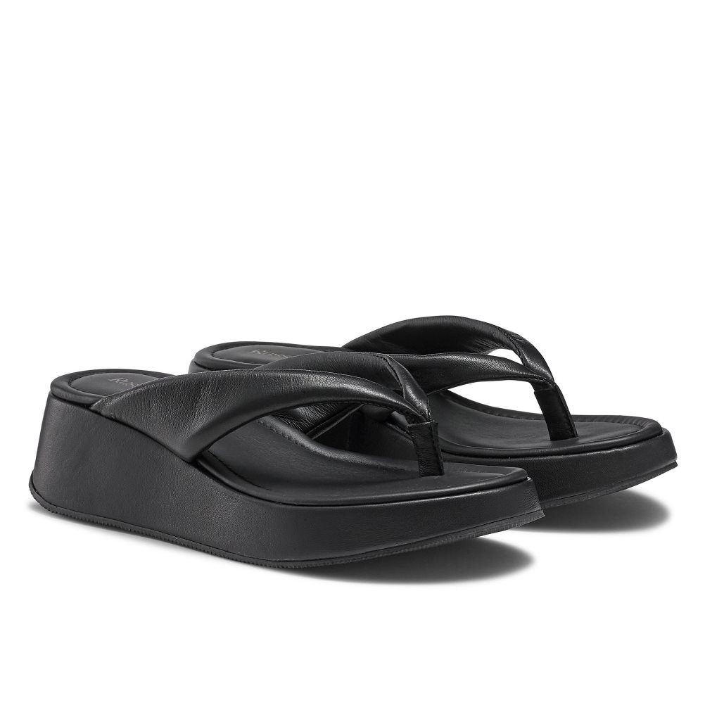 Black Russell And Bromley Hoxton Toe Post Women's Flat Sandals | CA-4925L
