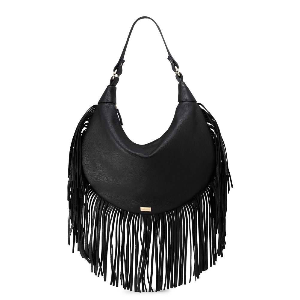 Black Russell And Bromley Indie Fringed Women\'s Shoulder Bags | CA-7531F