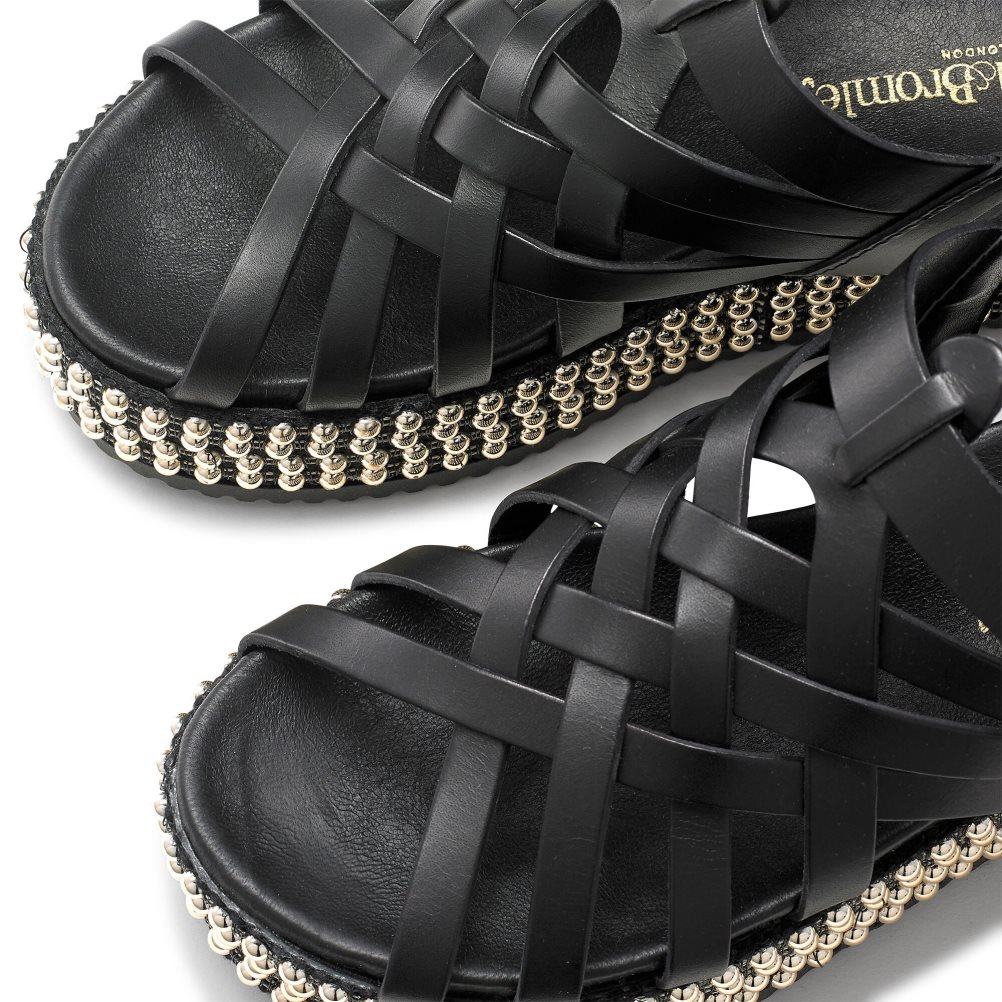 Black Russell And Bromley Jackpot Fisherman Women's Flat Sandals | CA-8439H