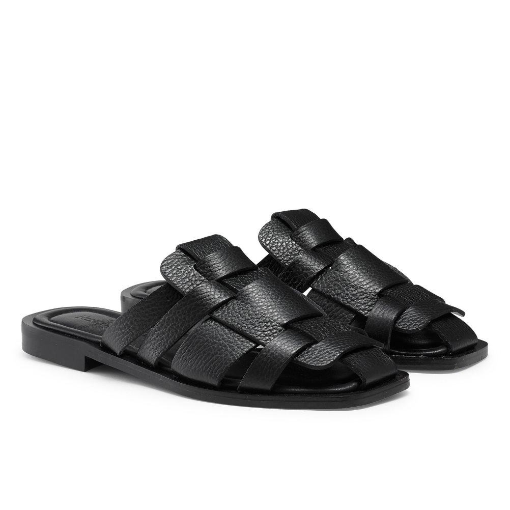Black Russell And Bromley Ko Samui Fisherman Women's Flat Sandals | CA-0319L