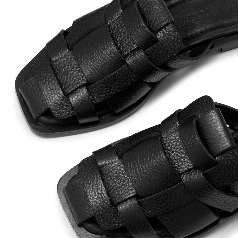 Black Russell And Bromley Ko Samui Fisherman Women's Flat Sandals | CA-0319L
