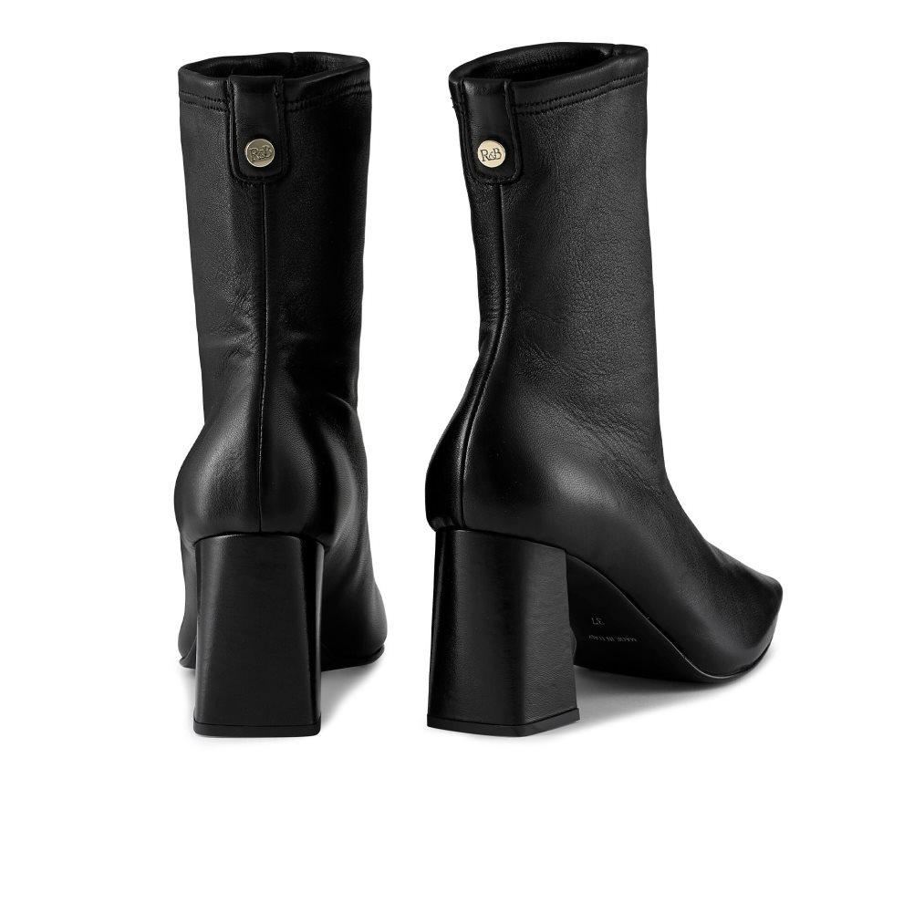 Black Russell And Bromley Latenight Leather Sock Women's Ankle Boots | CA-2730W