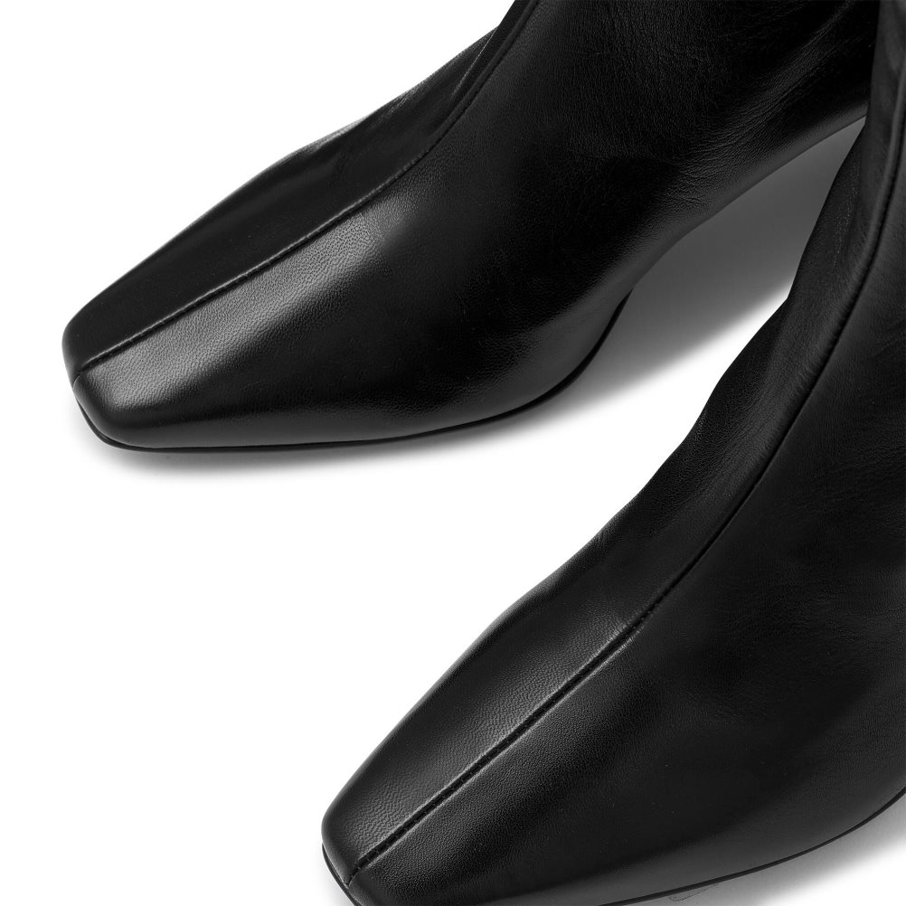 Black Russell And Bromley Latenight Leather Sock Women's Ankle Boots | CA-2730W